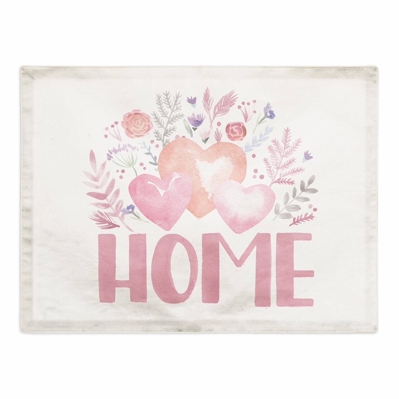 Home Where Heart Is Floral Placemat 18x14 Cotton Twill Placemat